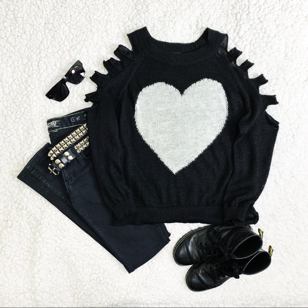 Forever 21 Heart Sweater w/ Sleeve Cutouts